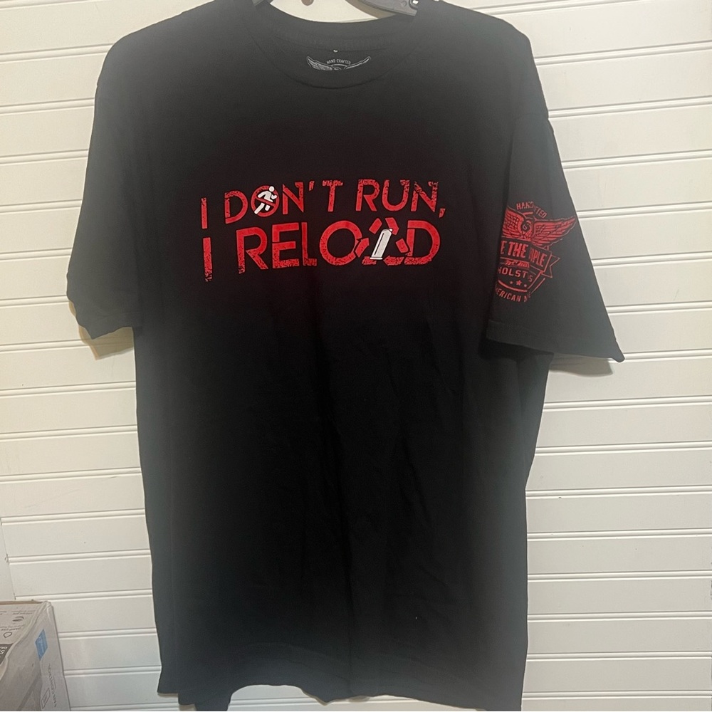 “I don’t run, I reload” We the People Holsters Black/Red Graphic Tee Size XL